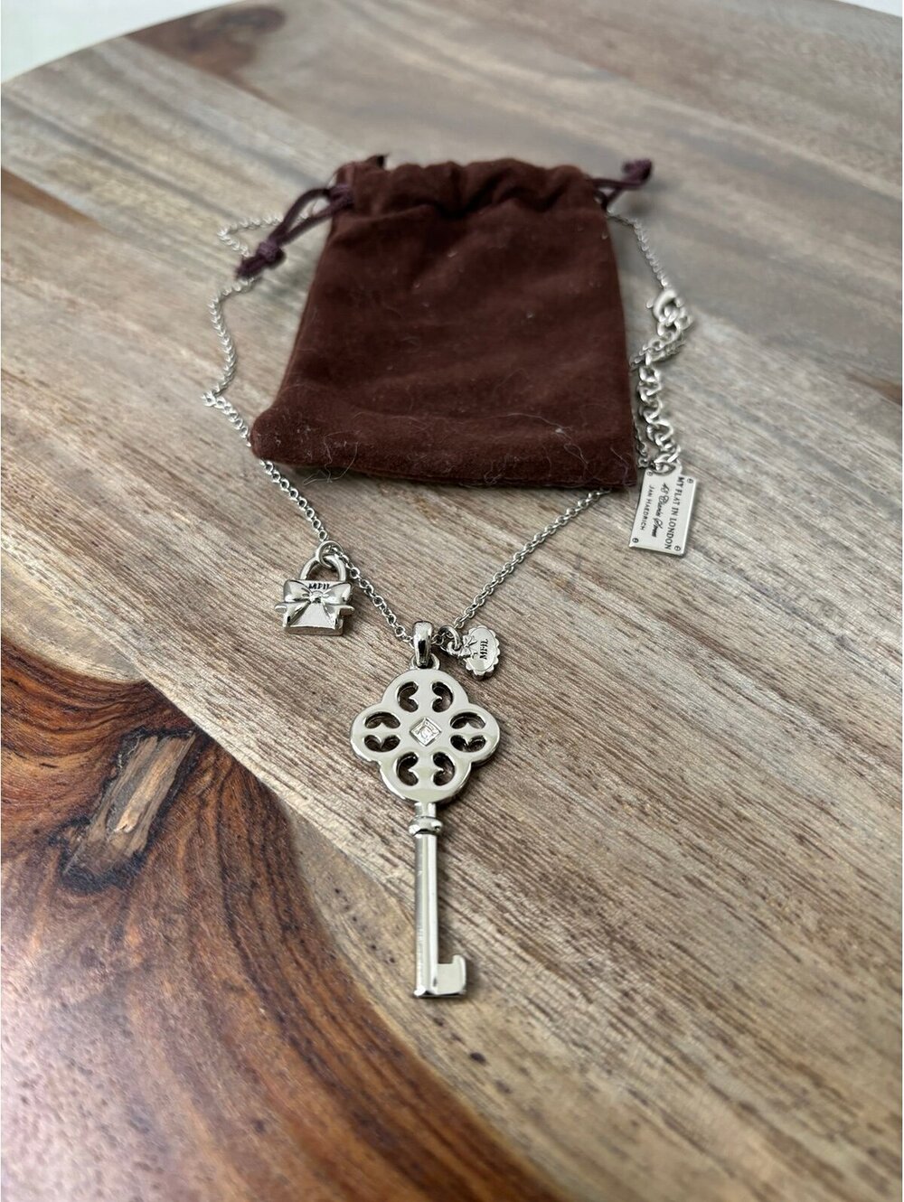 Silver Key Pendant Necklace with LockSilver Key Pendant Necklace with Lock Charm